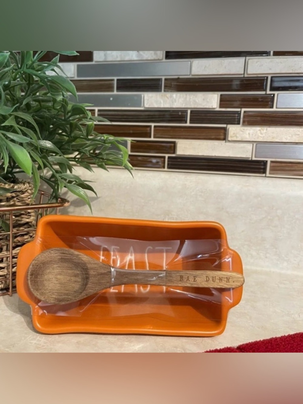 Rae Dunn Feast Mini Loaf Baker & Wooden Spoon cooking Thanksgiving bowl